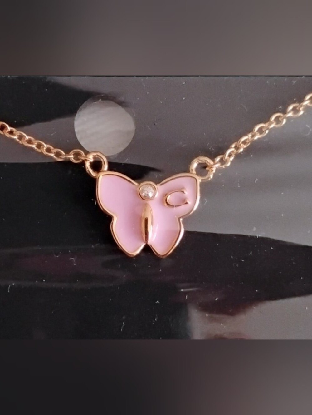 NEW Coach Pink Butterfly Necklace - w/ GHW - Picture 5 of 7